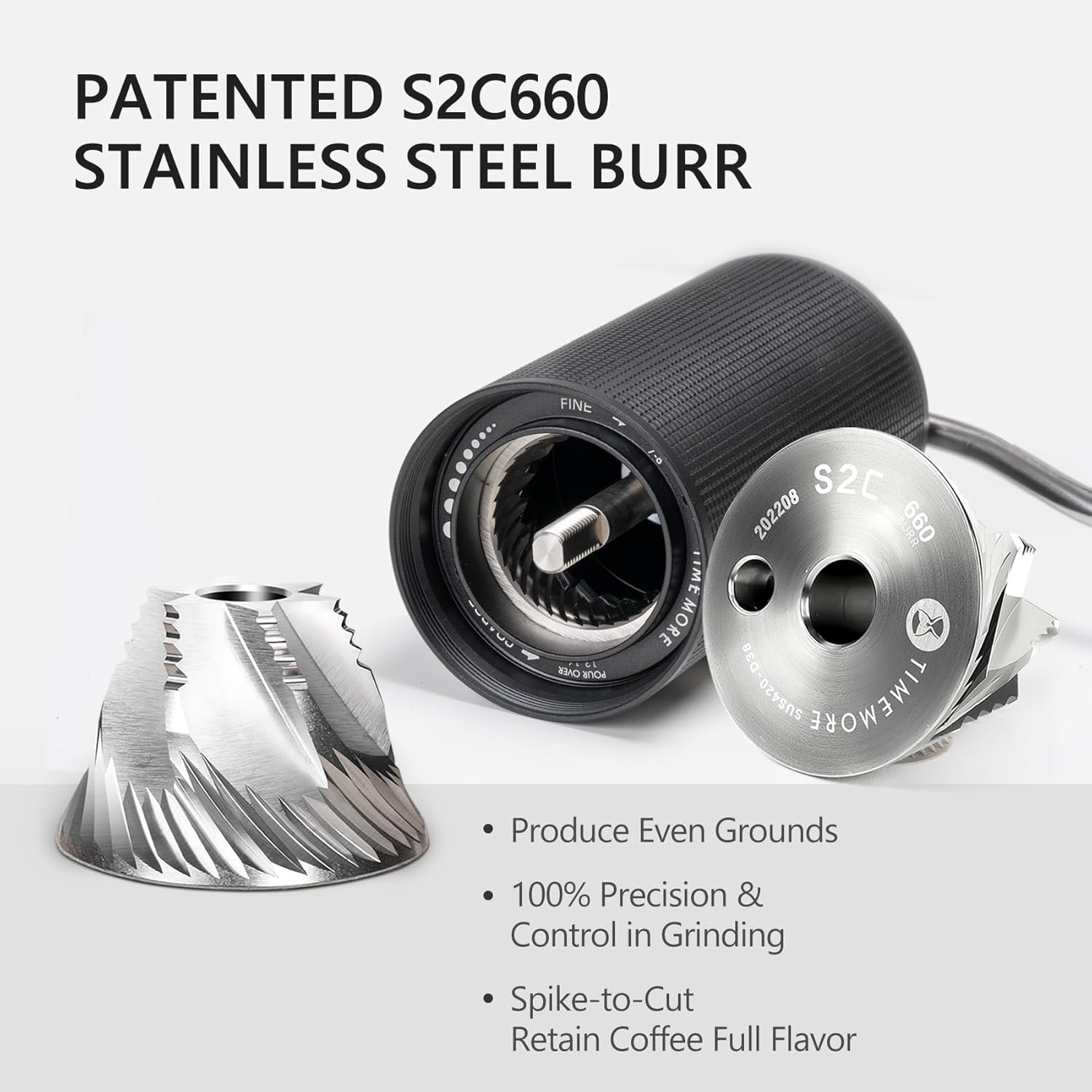 Manual Coffee Grinder With S2C Burr – Full Metal Body